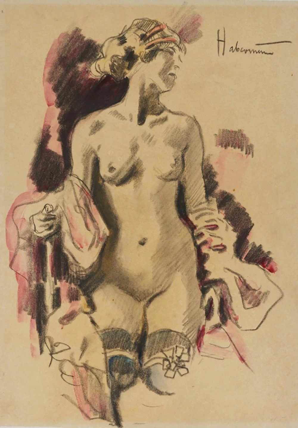 Hugo von Habermann - Nudo femminile, studio